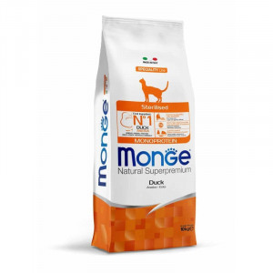 MONGE CAT MONOPROTEIN STERILISED DUCK sausā barība kaķiem Pīle 10kg